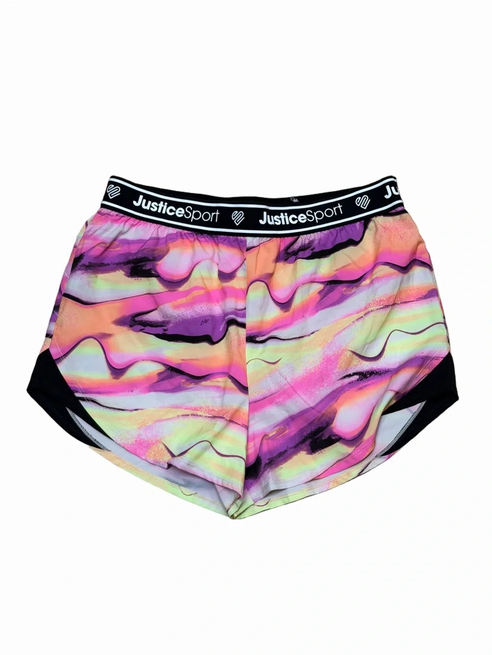 Justice Sport Girls Abstract Neon Running Shorts XL Plus 16P/18P